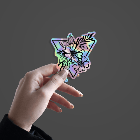 Triangle of Flowers Holographic Sticker