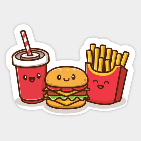 Cute Burger With Soda And French Fries Sticker