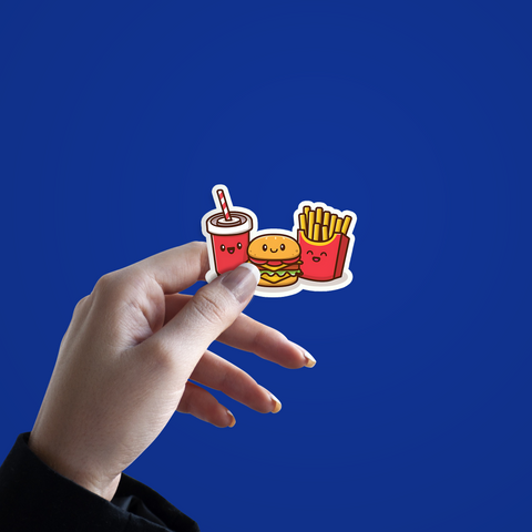 Cute Burger With Soda And French Fries Sticker