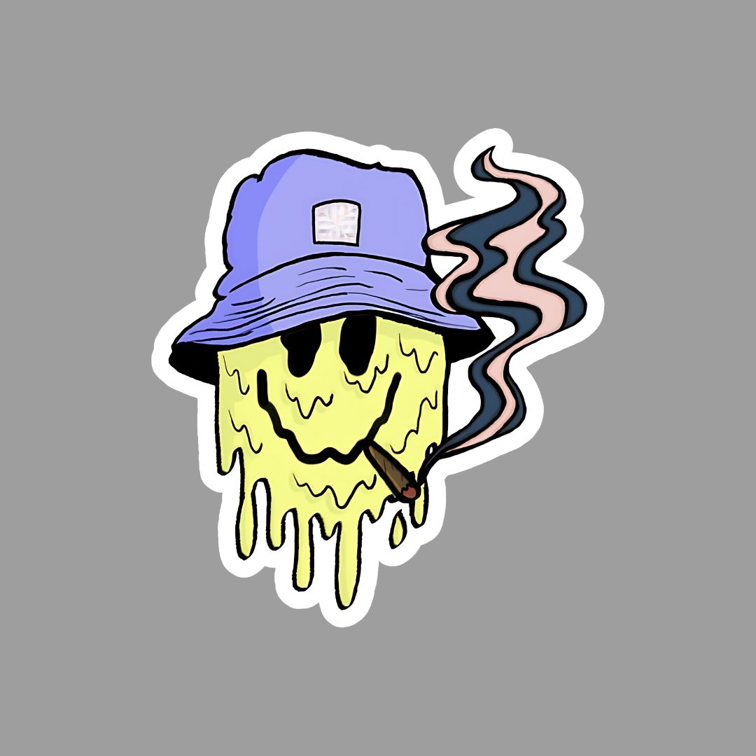 Melting Smiley with Cigarette Sticker