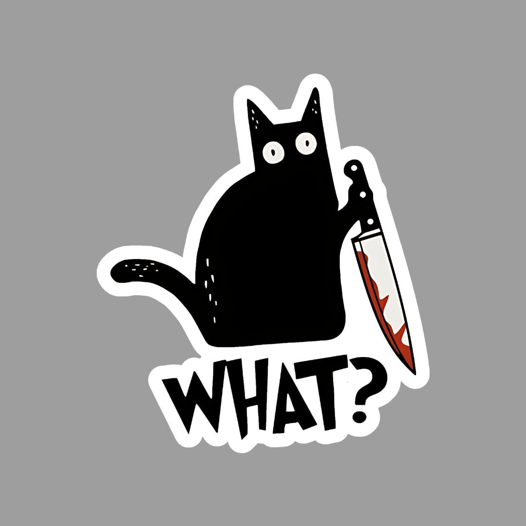 Black Cat with Knife Sticker