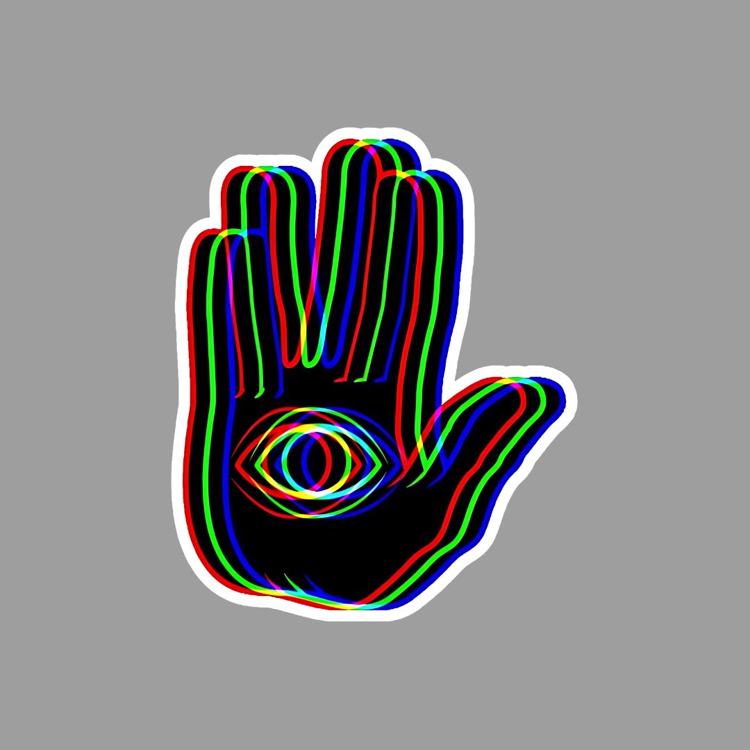 Black Trippy Hamsa Sticker