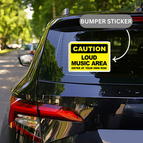 Caution Loud Music Area Sticker