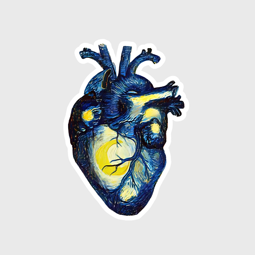 starry night inspired heart sticker