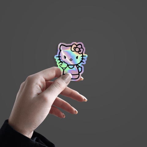 Angry Kitty Holographic Sticker