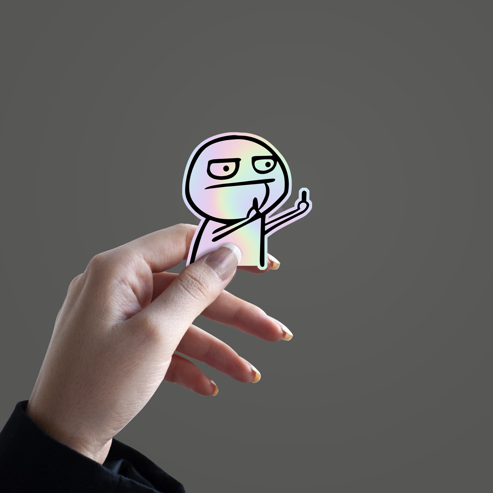 Flork Showing F Sign Holographic Sticker