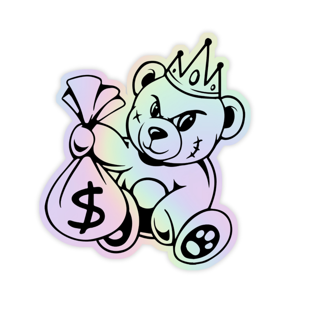 Devil Teddy Holographic Sticker