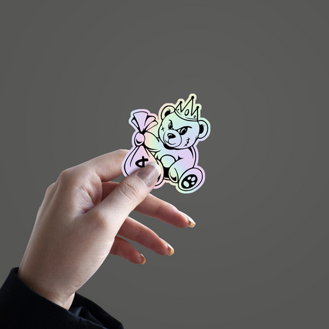 Devil Teddy Holographic Sticker