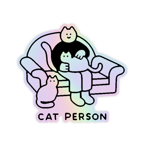 Cat Person Holographic Sticker