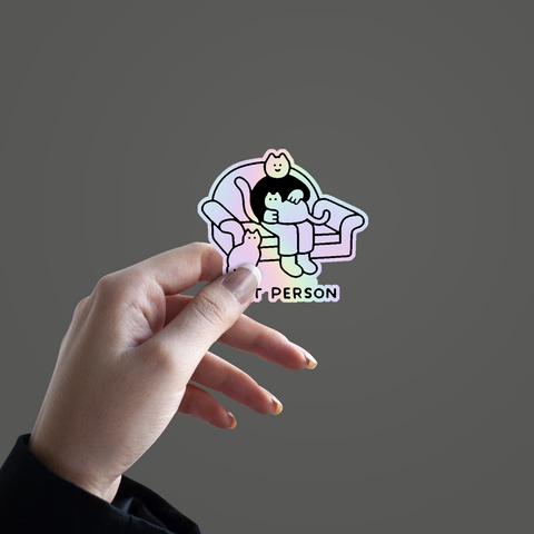 Cat Person Holographic Sticker