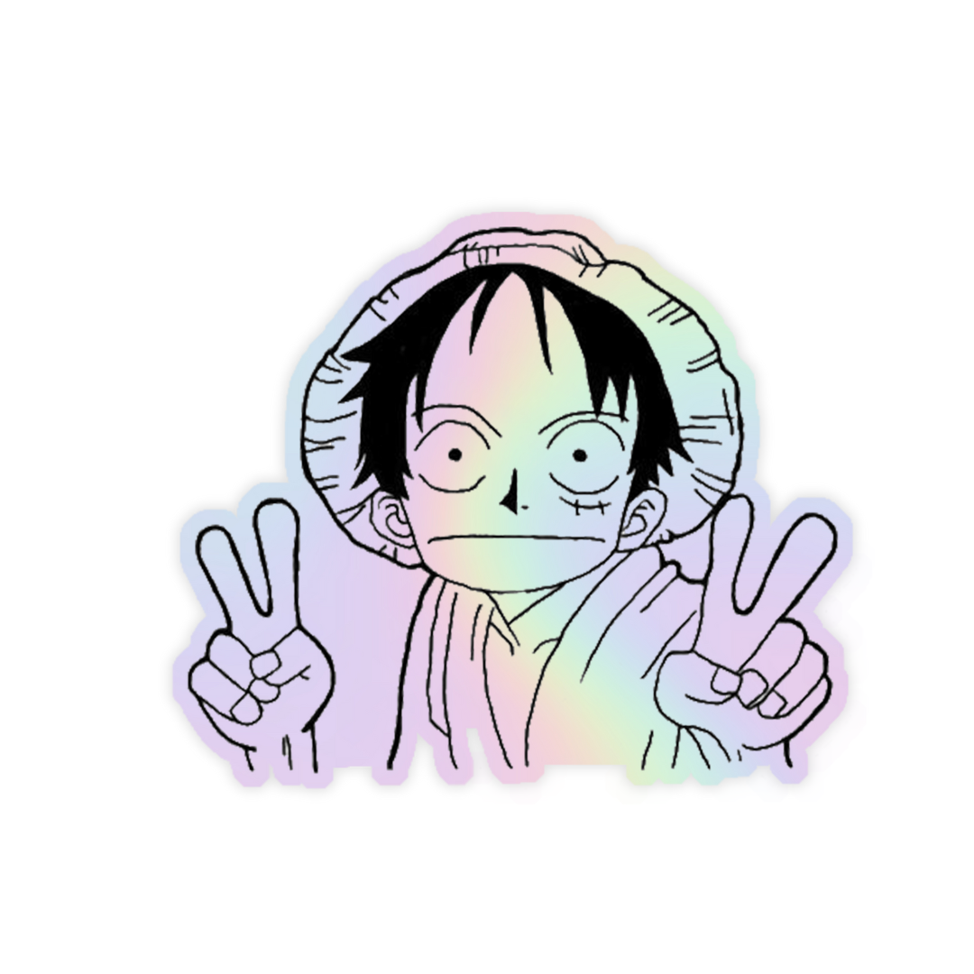 Scared Luffy Holographic Sticker