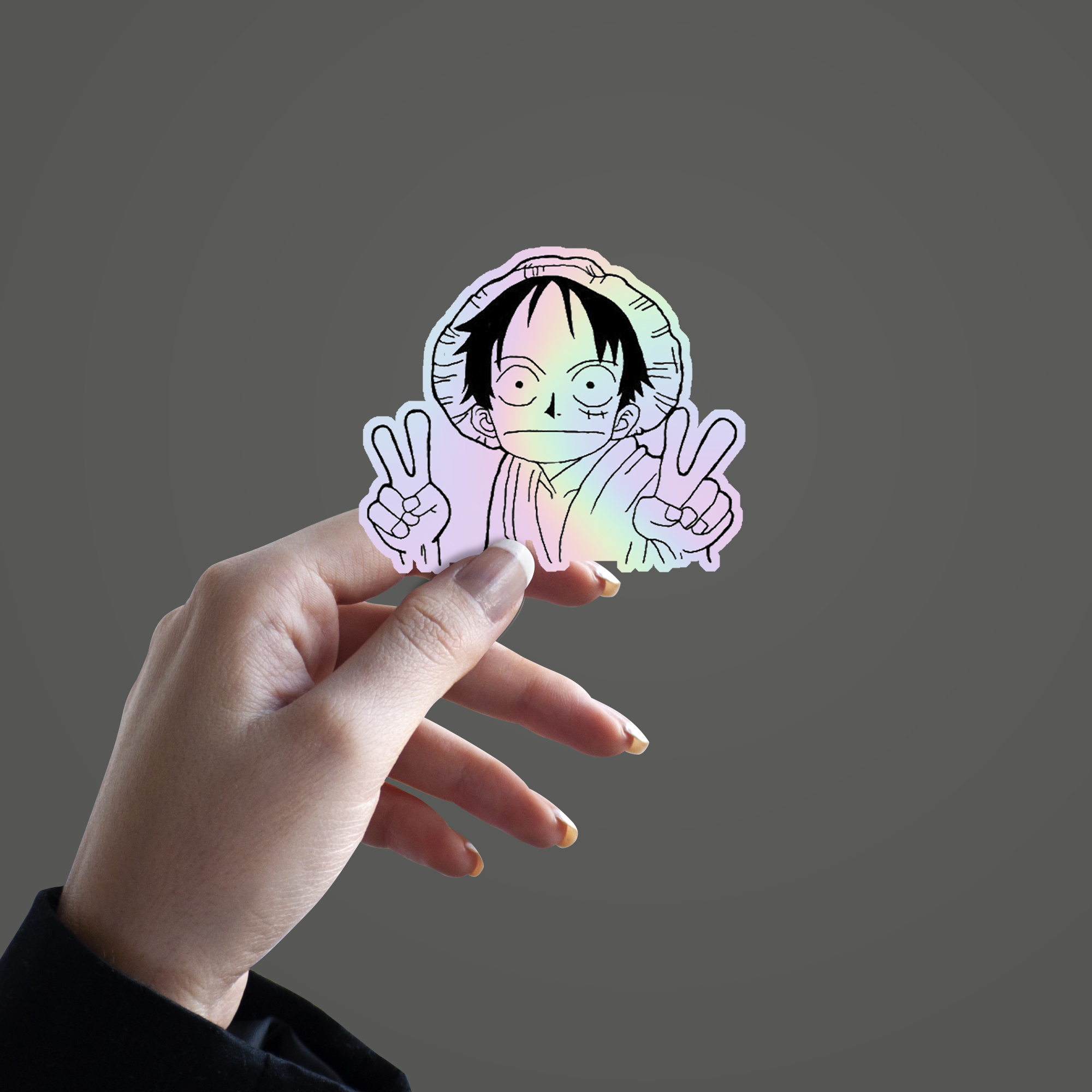 Scared Luffy Holographic Sticker