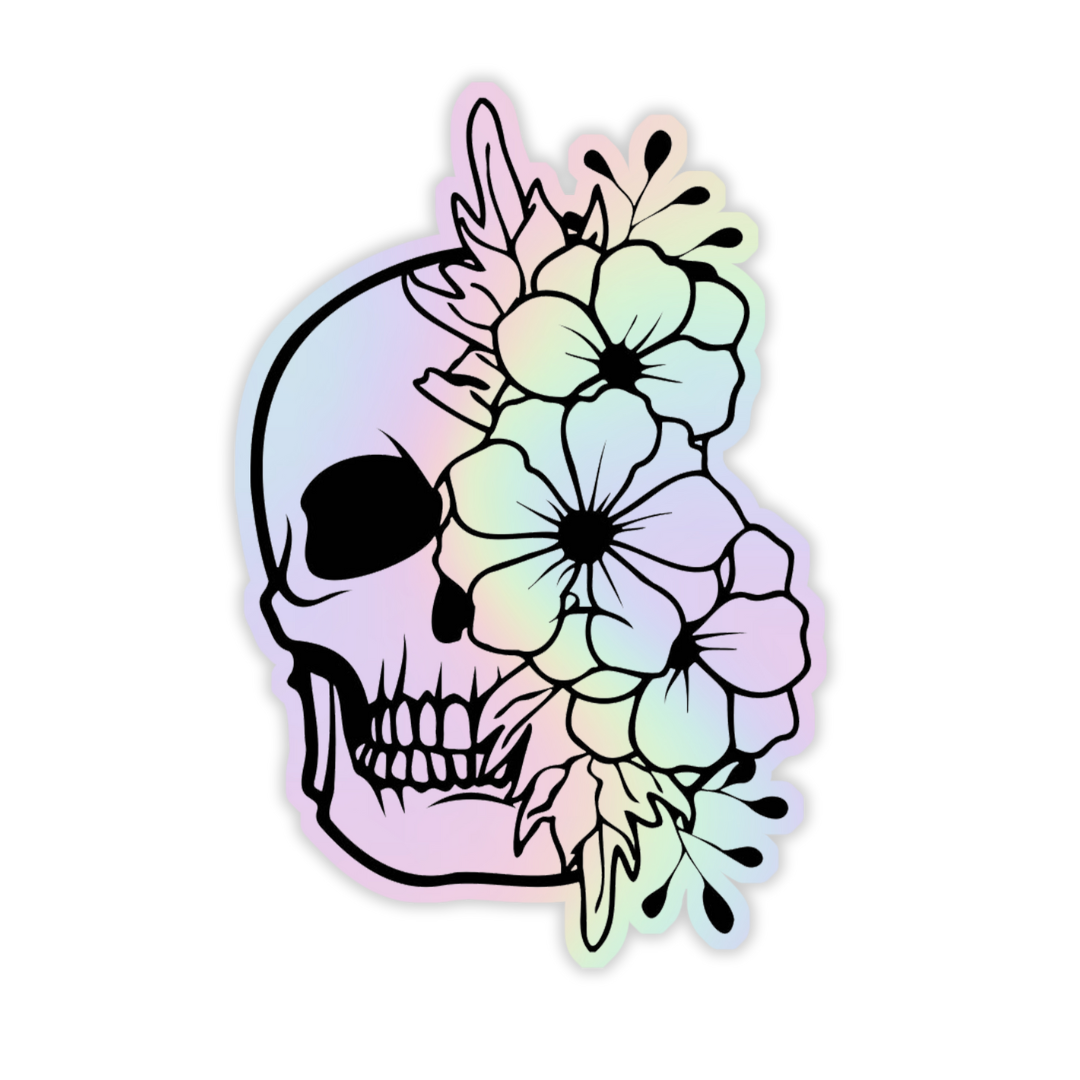 Skeleton Flower Holographic Sticker