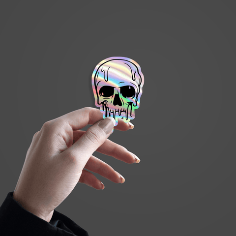 Melting Skull Holographic Sticker