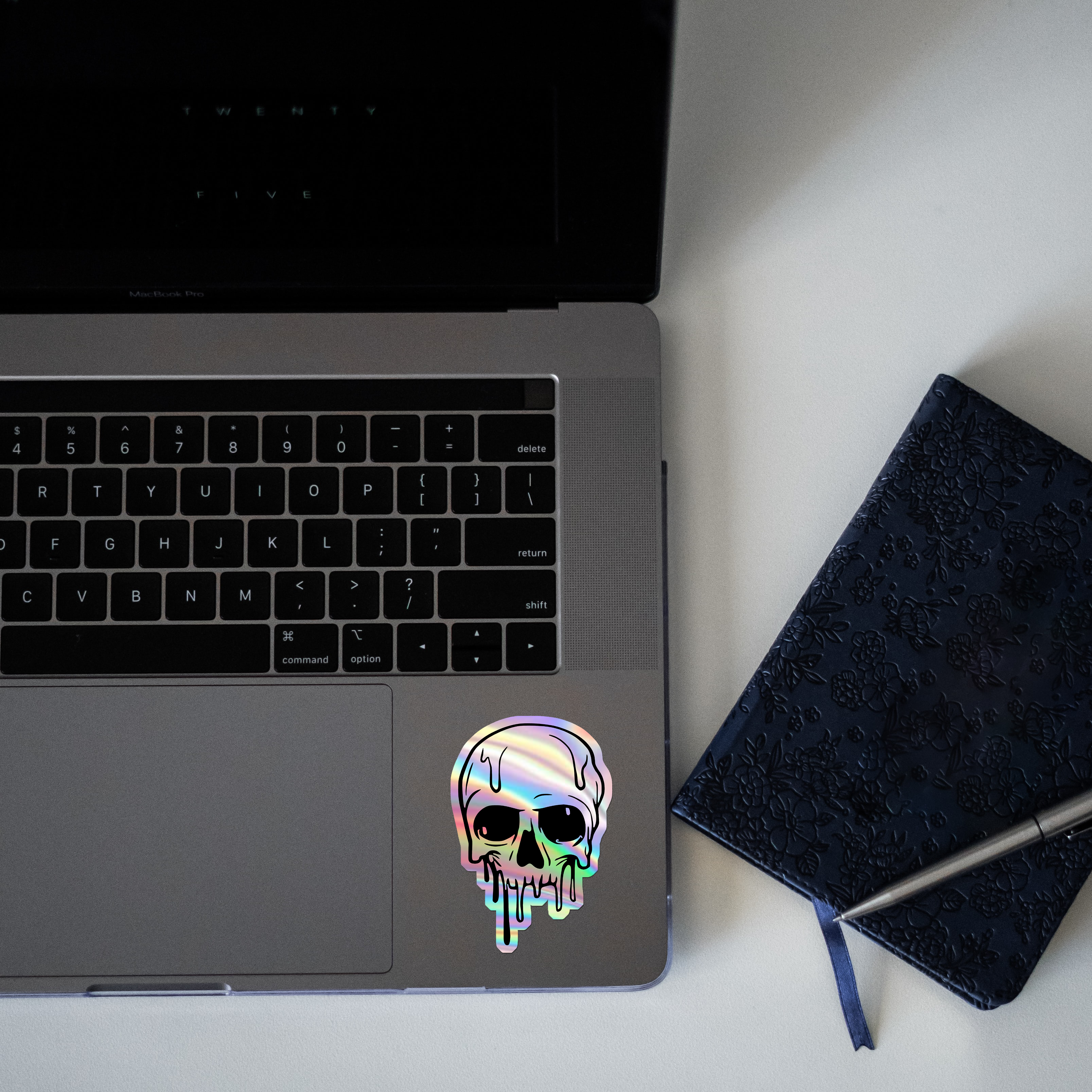 Melting Skull Holographic Sticker