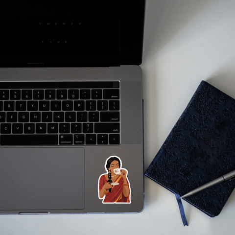 Indian Girl with Tea Sticker