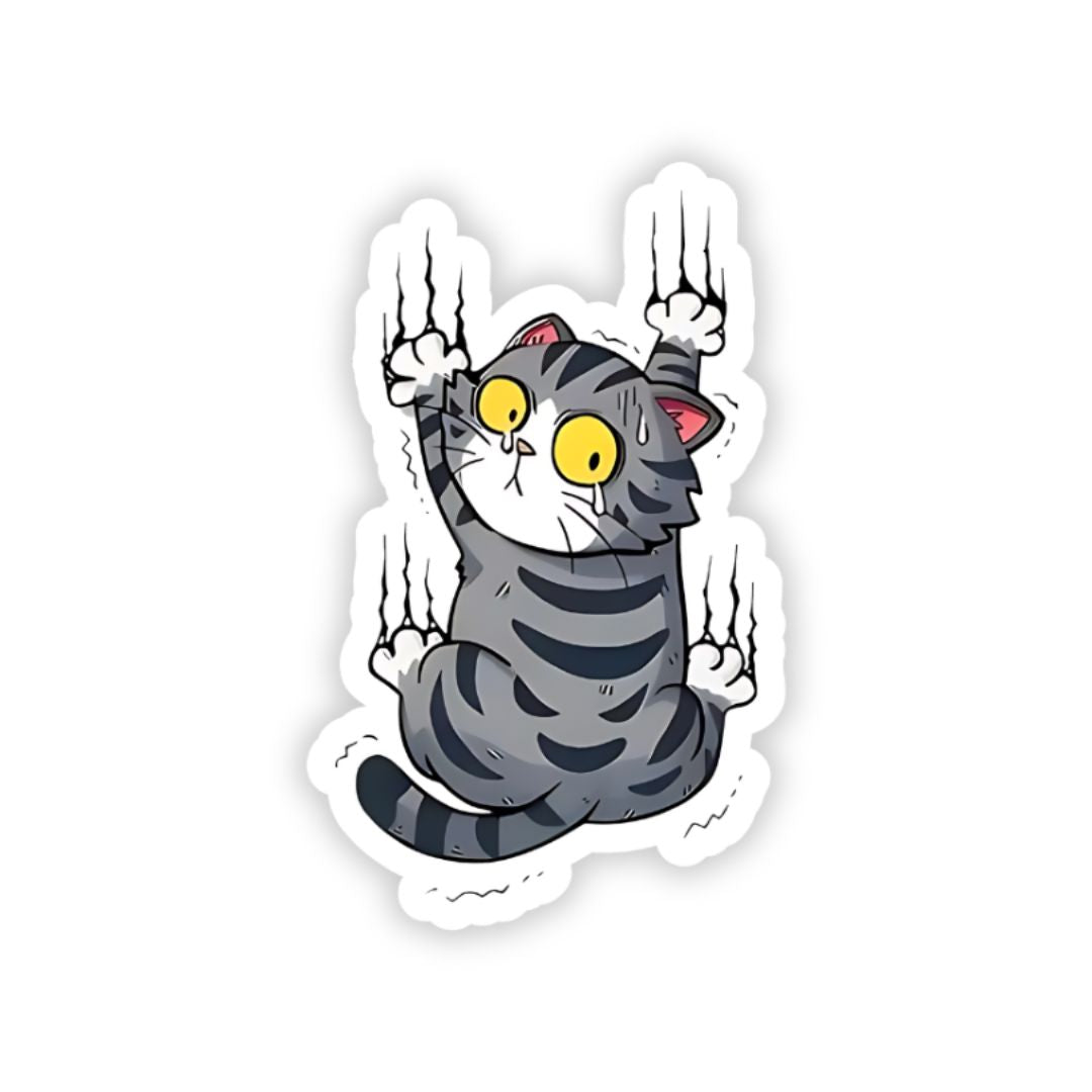 Gray cat frightened bumper Sticker