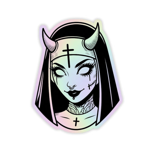 Haunting Nun  Holographic Sticker