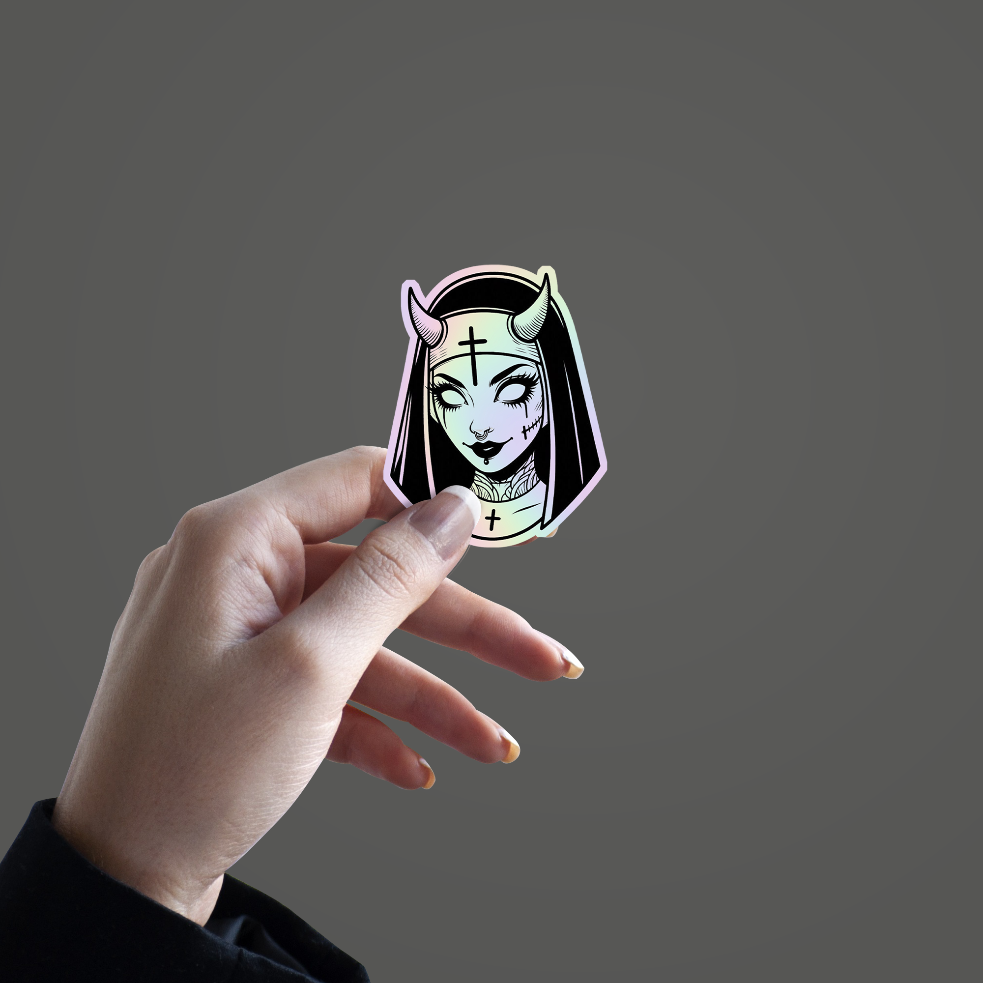 Haunting Nun  Holographic Sticker