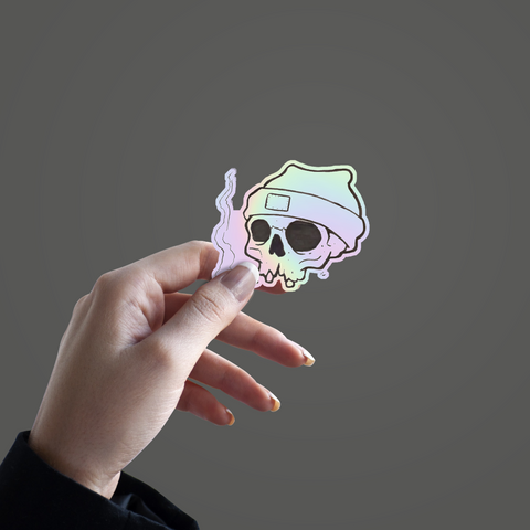 Skeleton S#oK#ng C#ga#ett#  Holographic Sticker