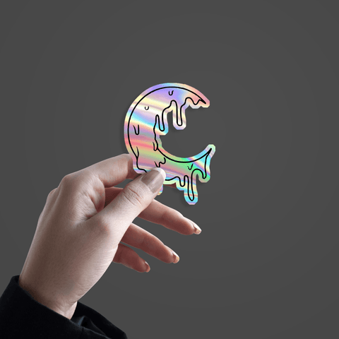 Melting Moon Holographic Sticker