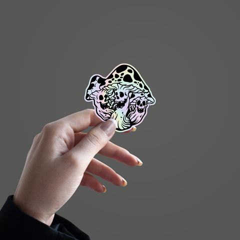 Mashroom Digital Art  Holographic Sticker