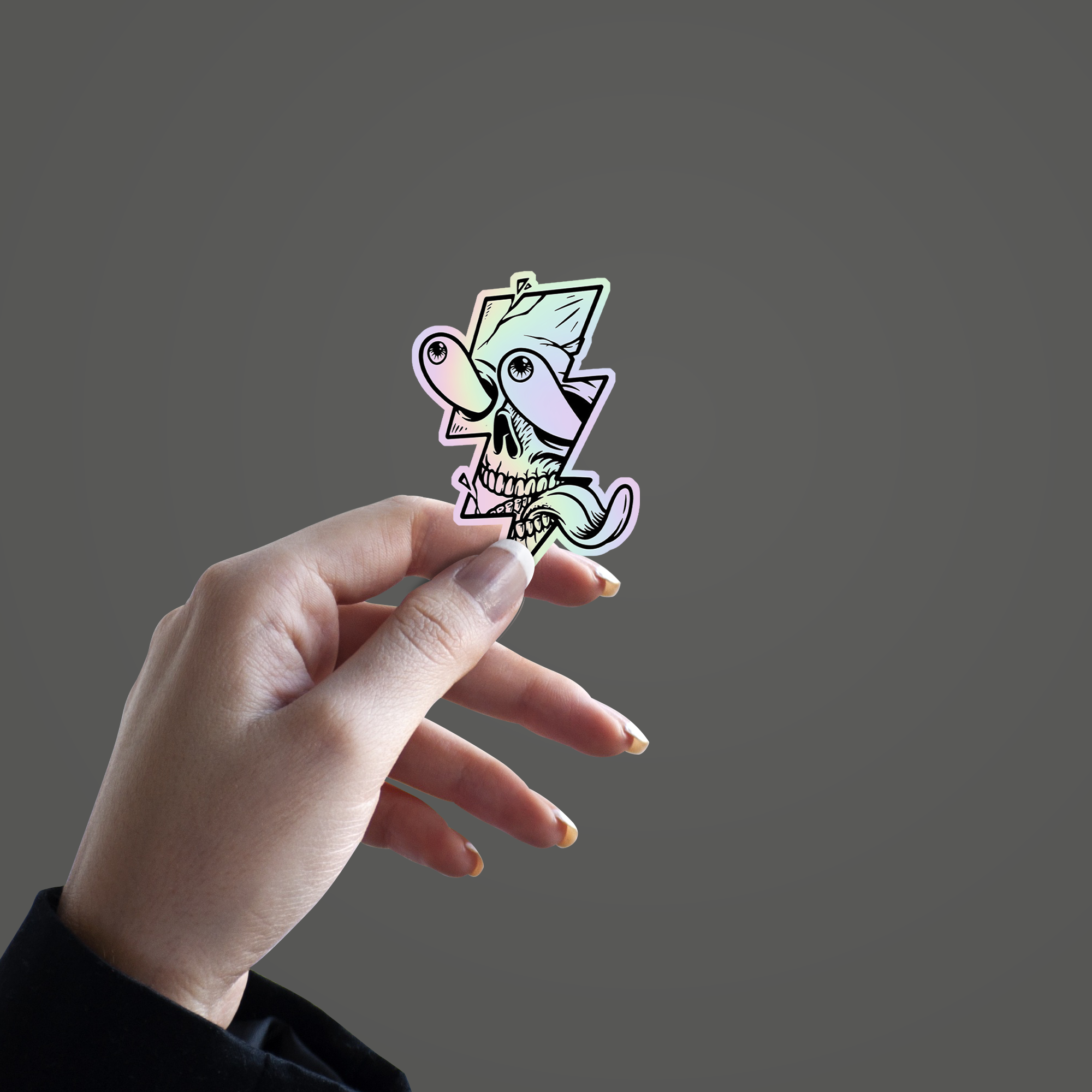 Skeleton Digital Art  Holographic Sticker