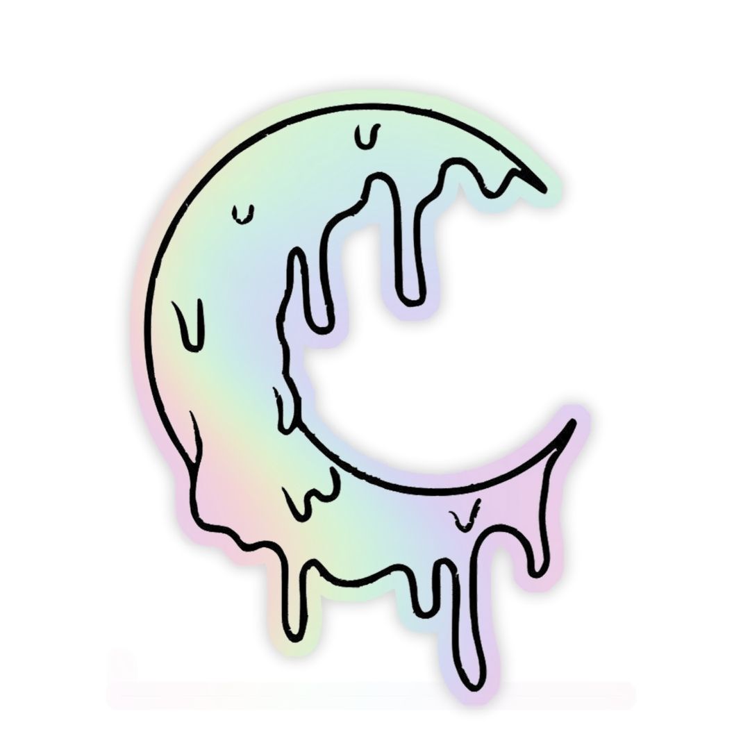 Melting Moon Holographic Sticker