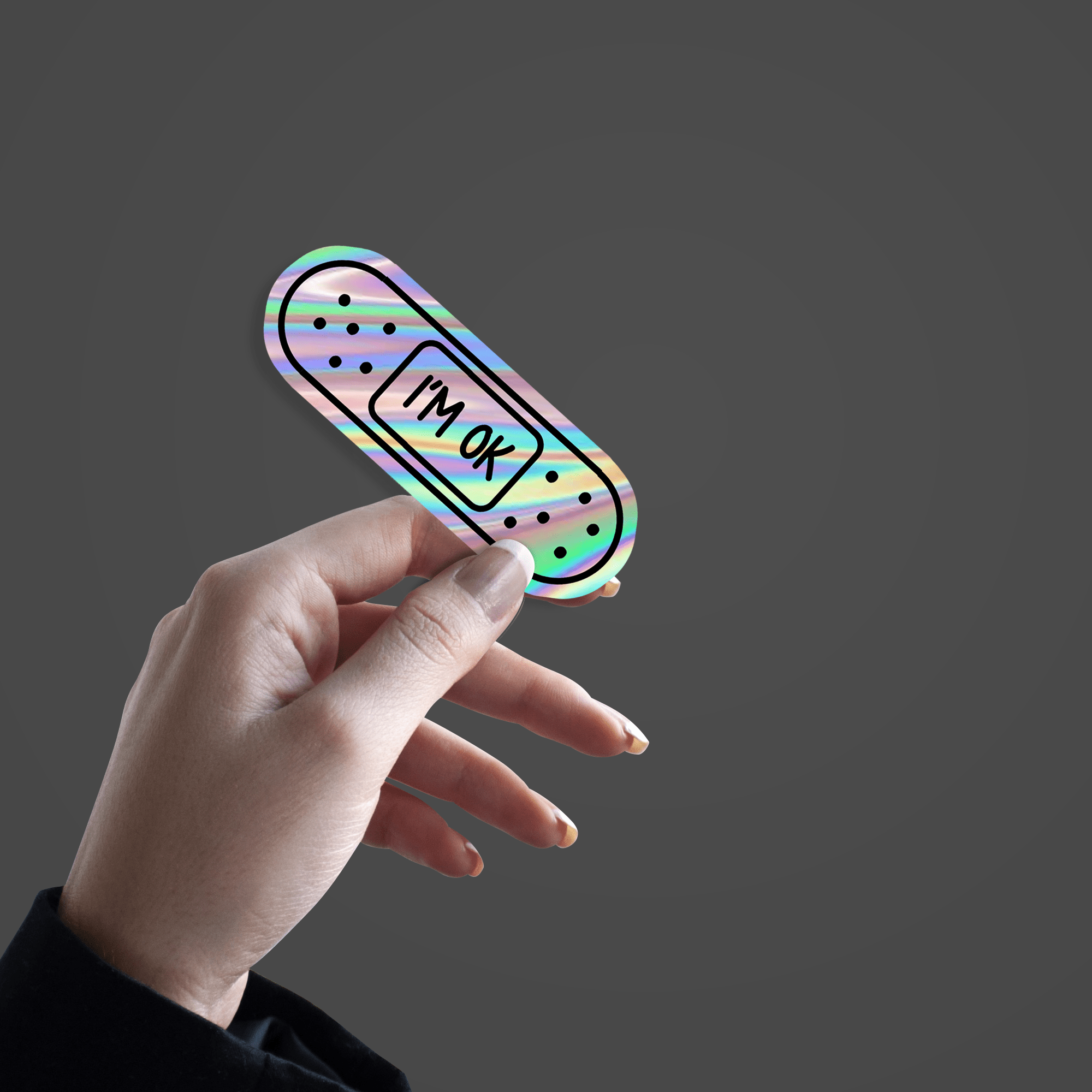 I am OK Bandaid Holographic Sticker