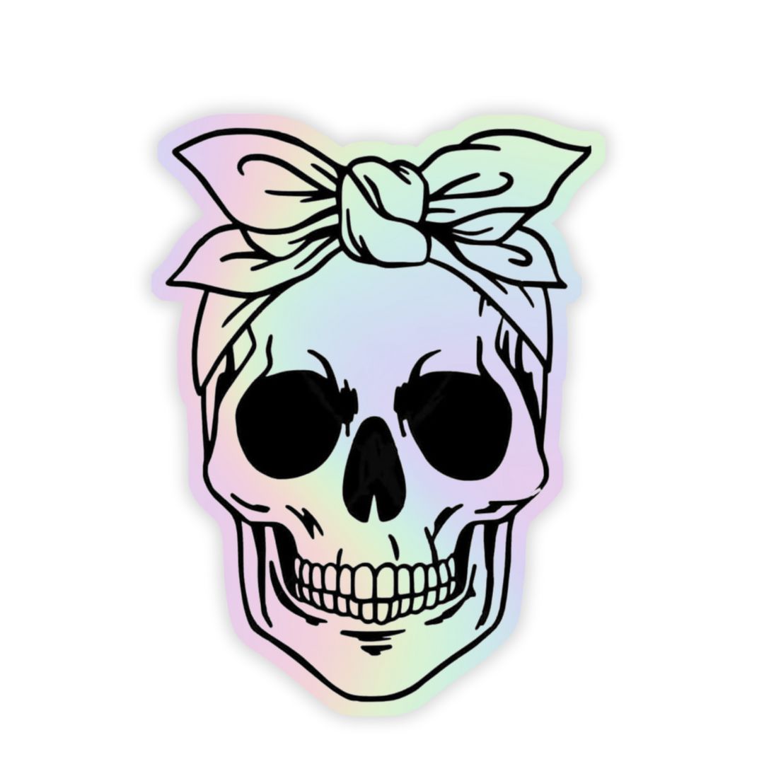 Skeleton with hairband Holographic Sticker