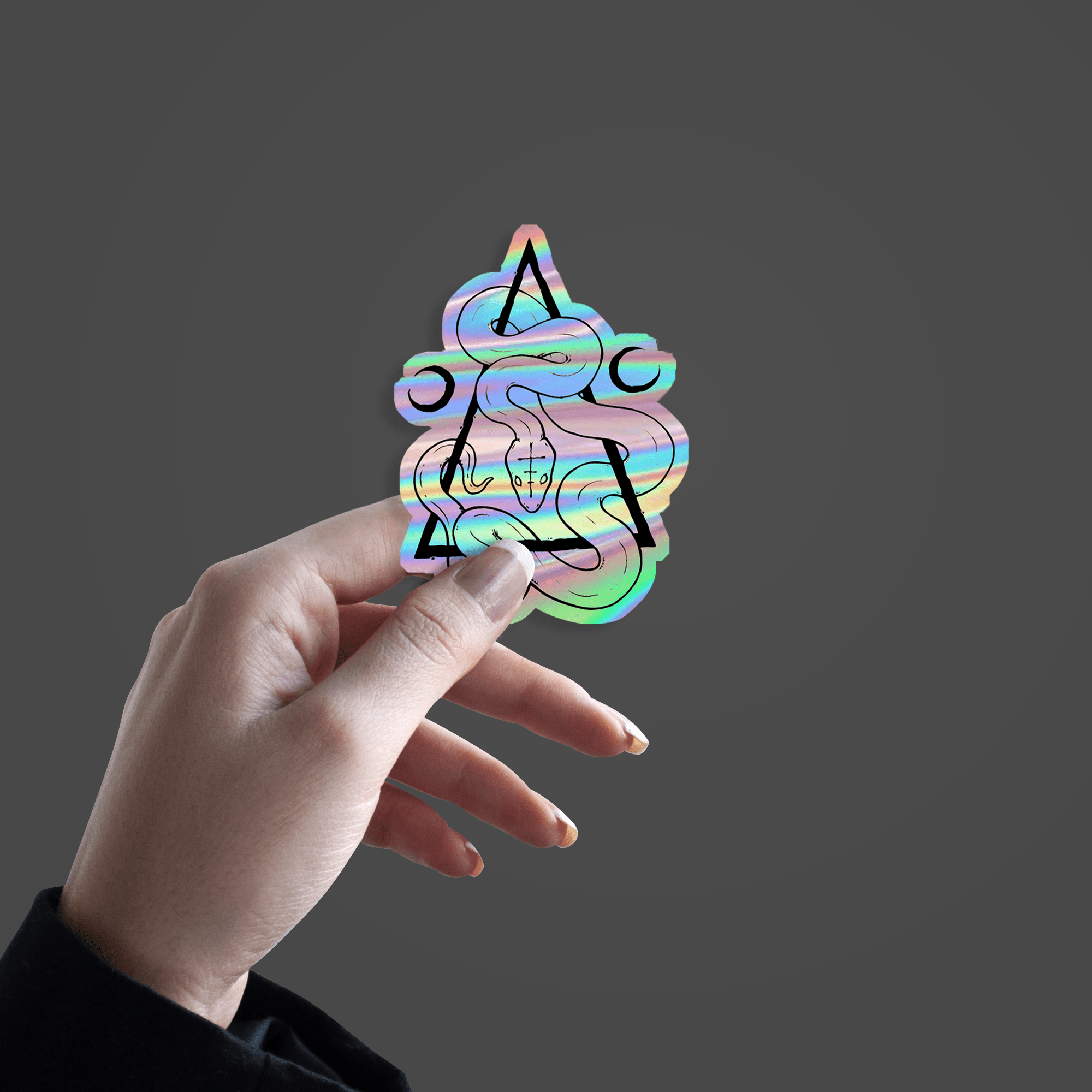 Snake on Triangle Holographic Sticker