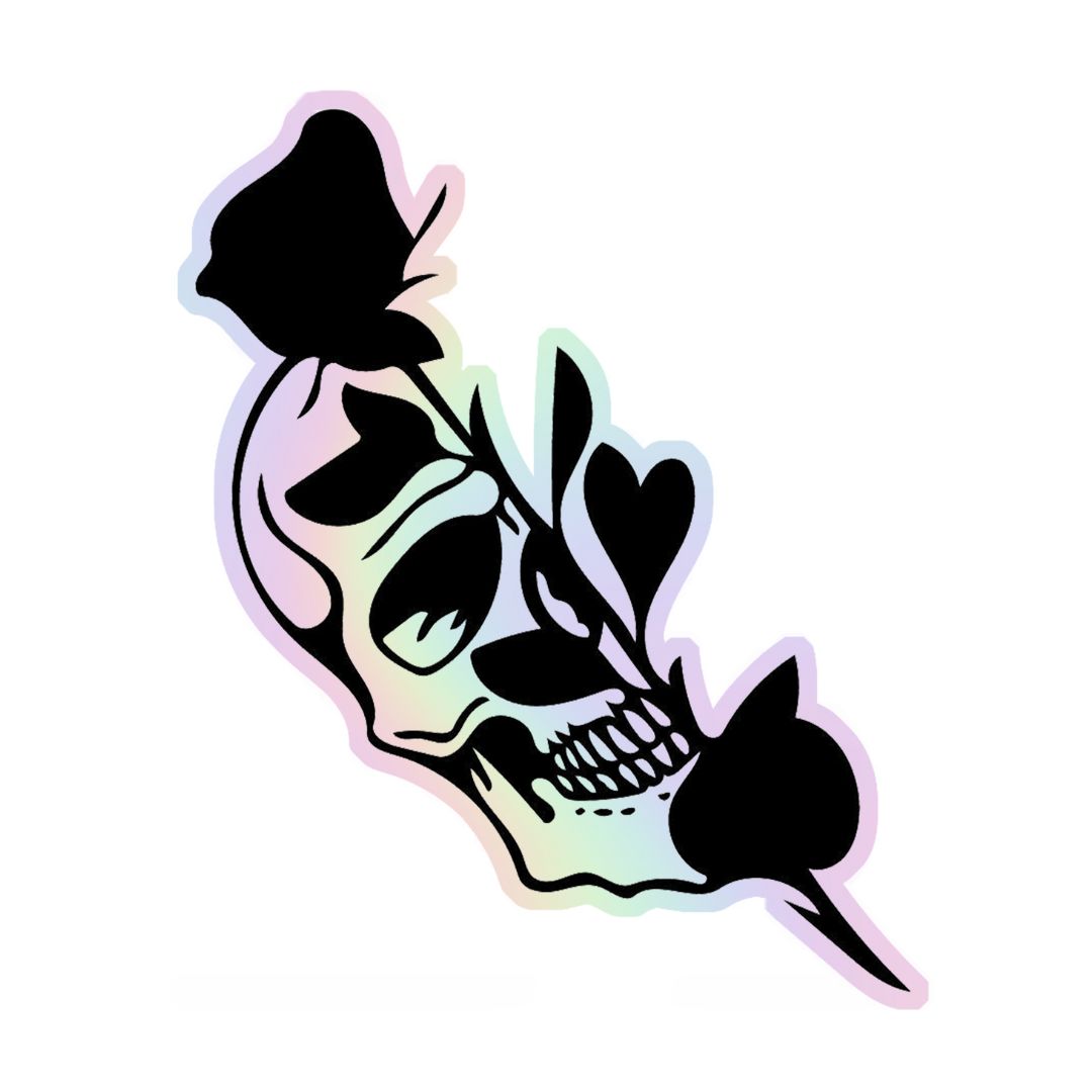 Skeleton Rose Holographic Sticker