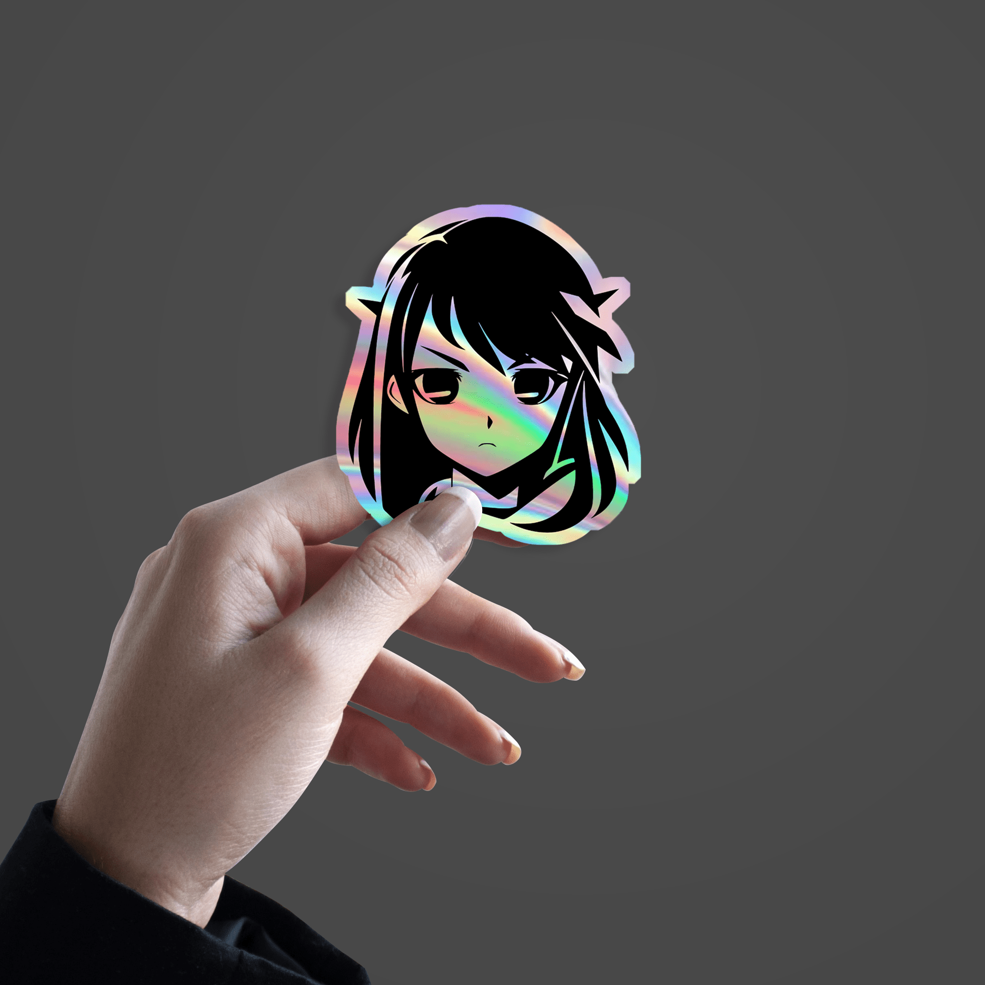 Japanese Anime Girl SVGs Holographic Sticker