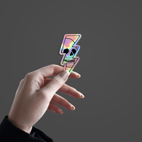 Lightning Skull Holographic Sticker