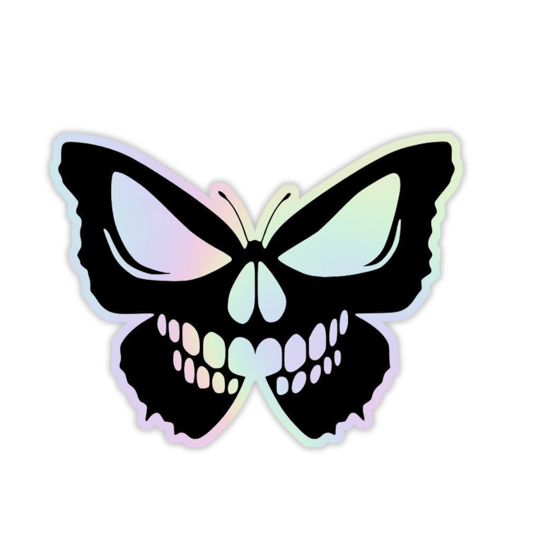 Skeleton Butterfly Holographic Sticker