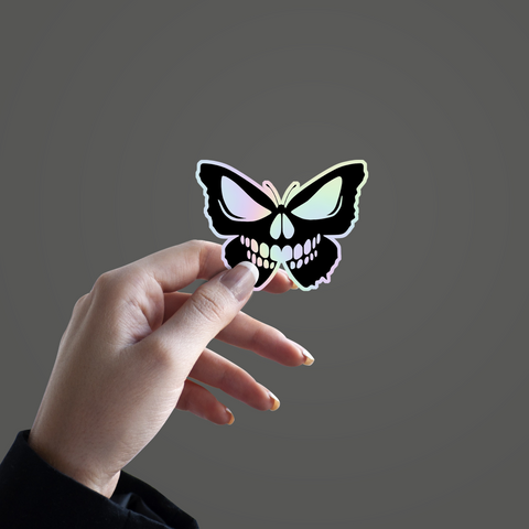 Skeleton Butterfly Holographic Sticker