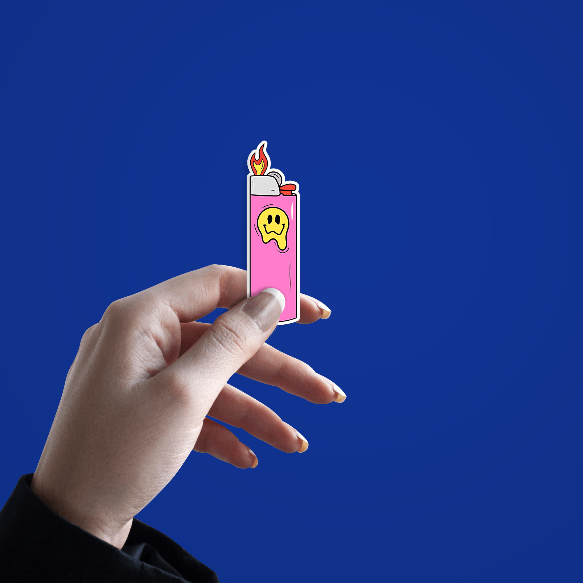 Pink Flaming Lighter Sticker