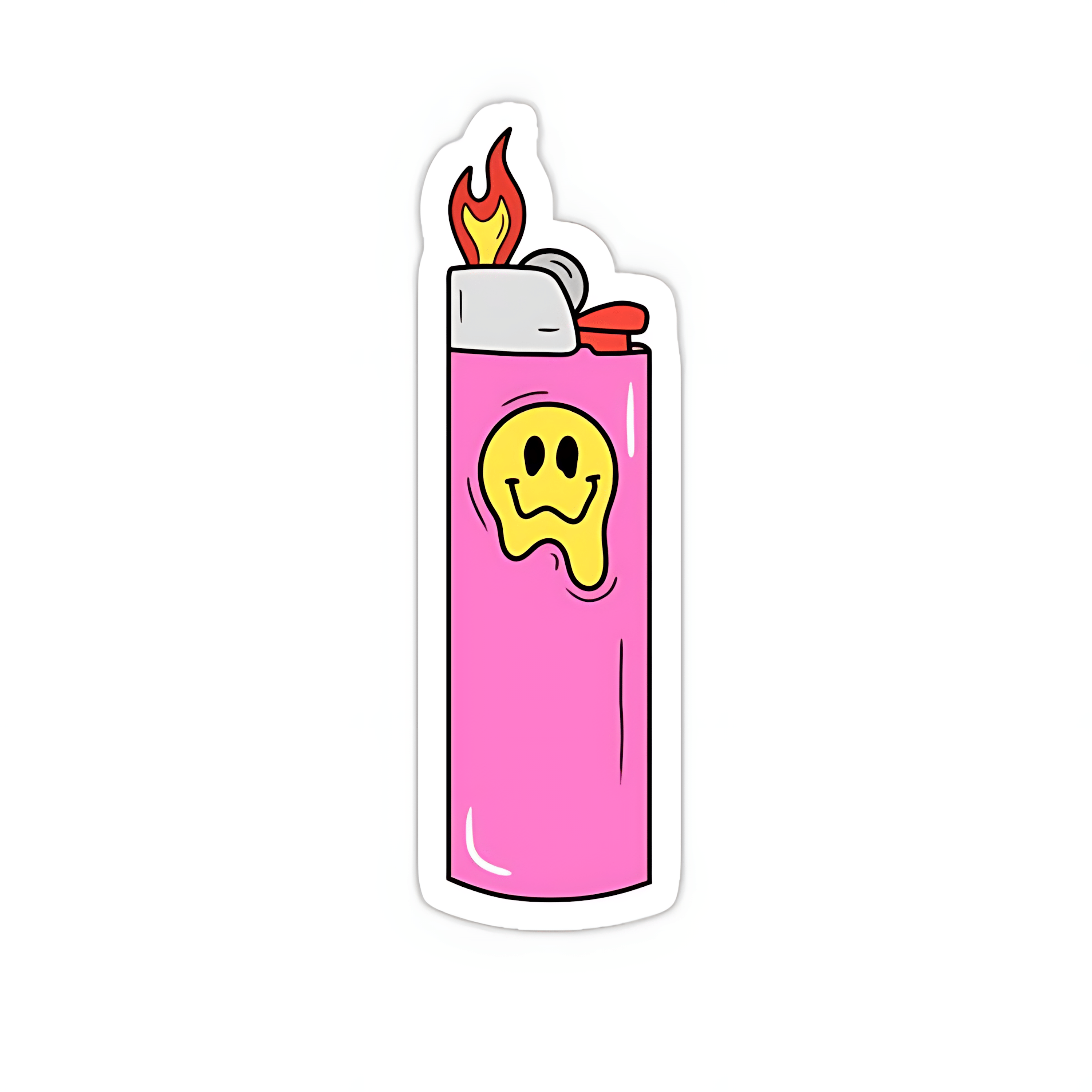 Pink Flaming Lighter Sticker