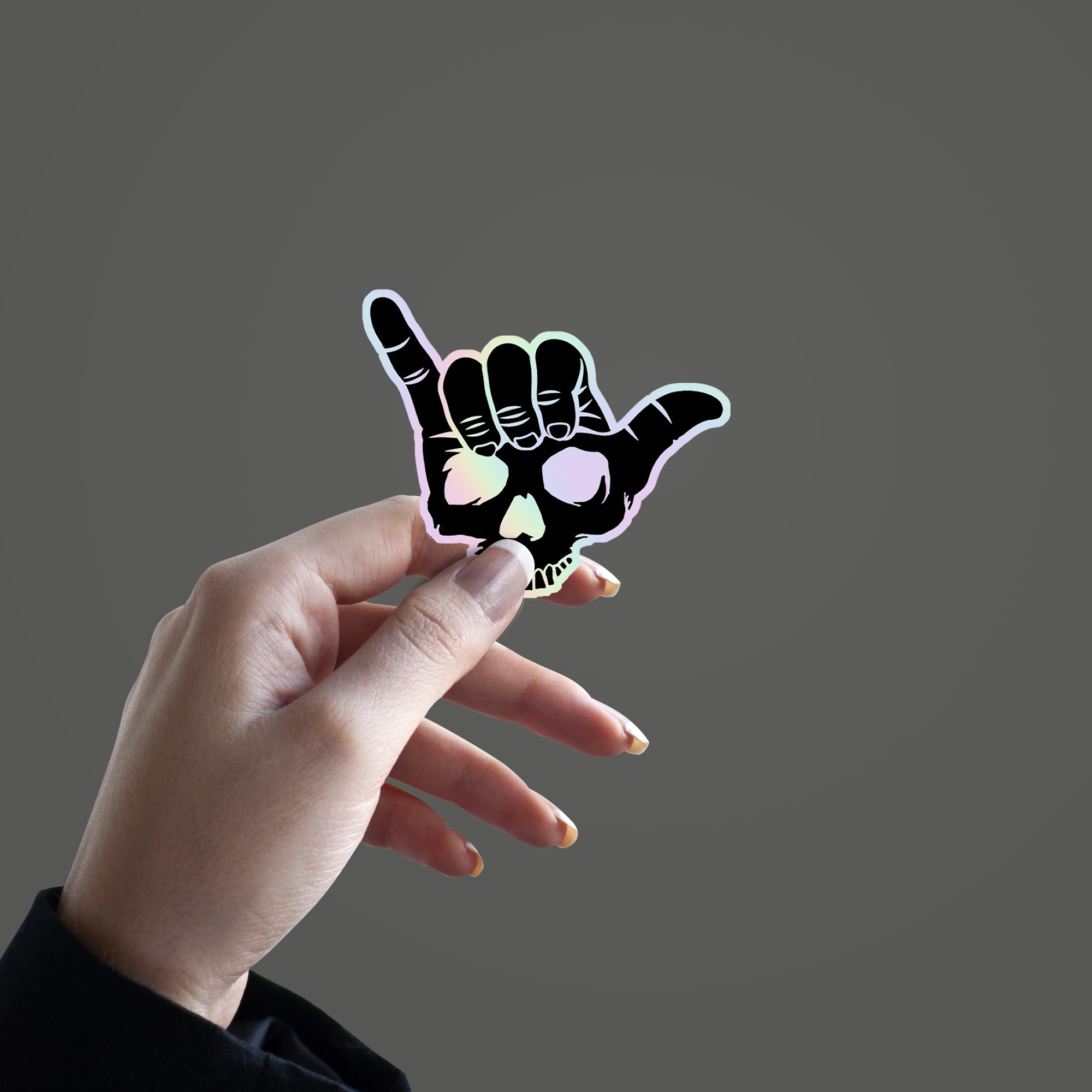 chill hand Skeleton Holographic Sticker