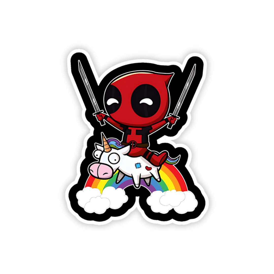 Deadpool riding a Un