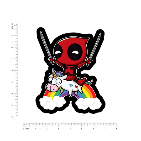 Deadpool riding a Un