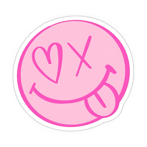 Pink Smiley Face Sticker