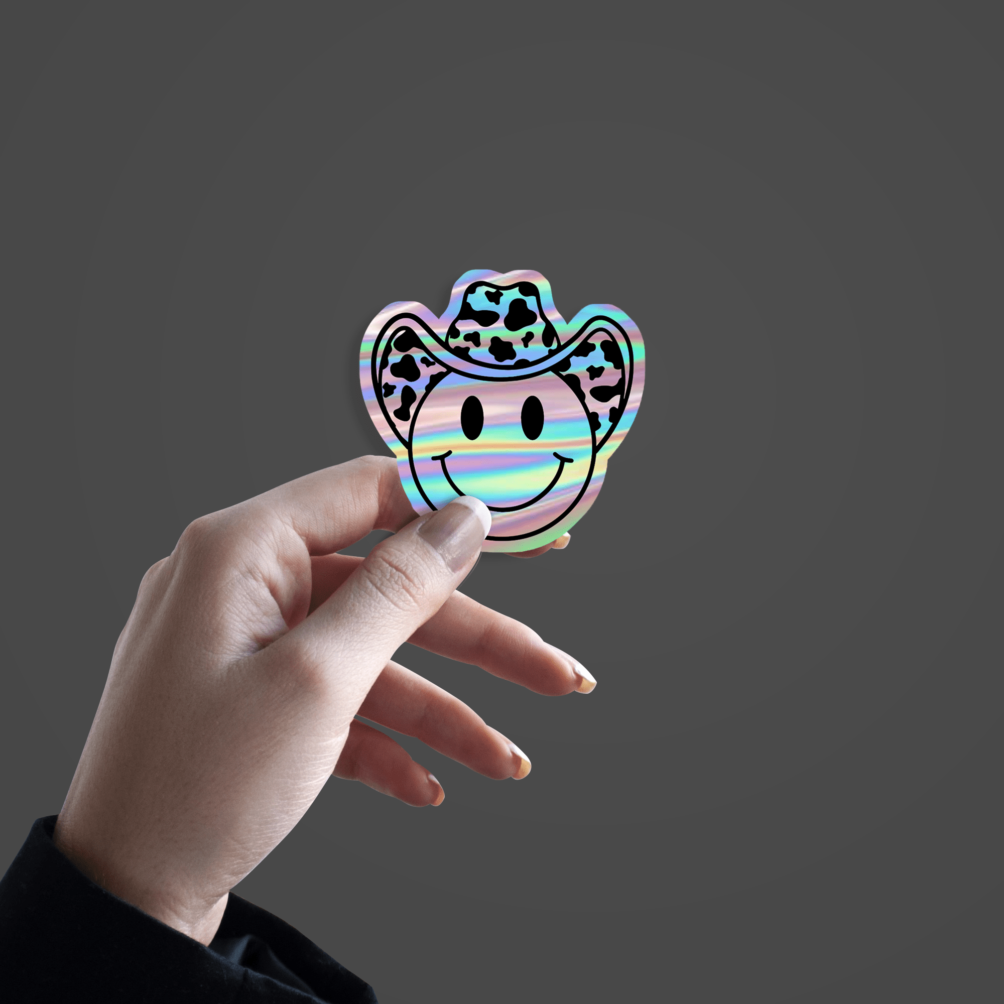 Smiley with Hat Holographic Sticker