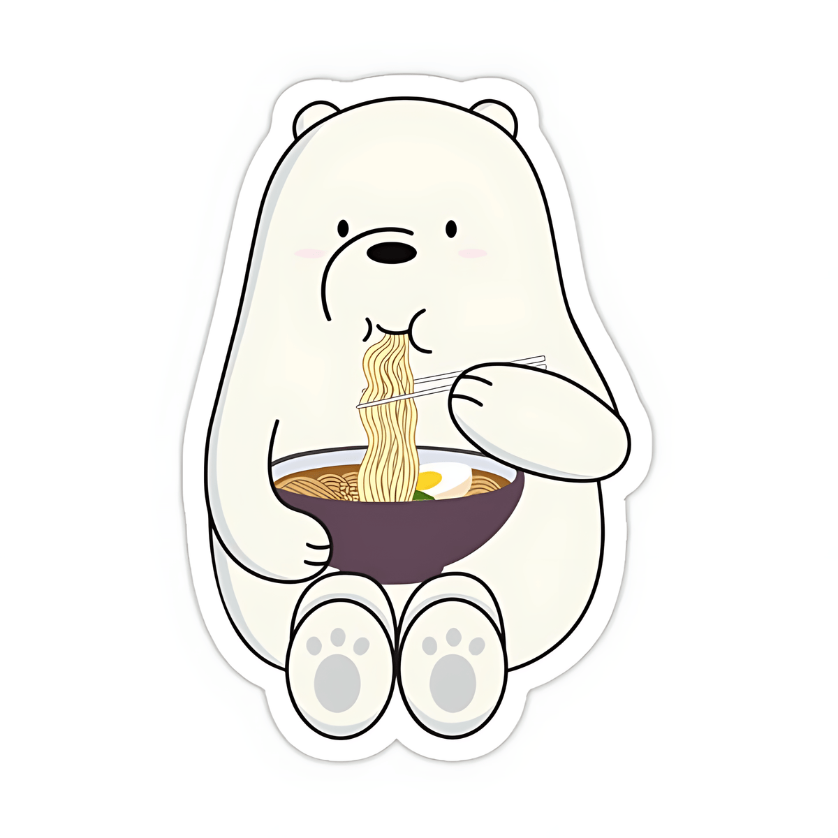 Ice Bear eating Noodles Sticker