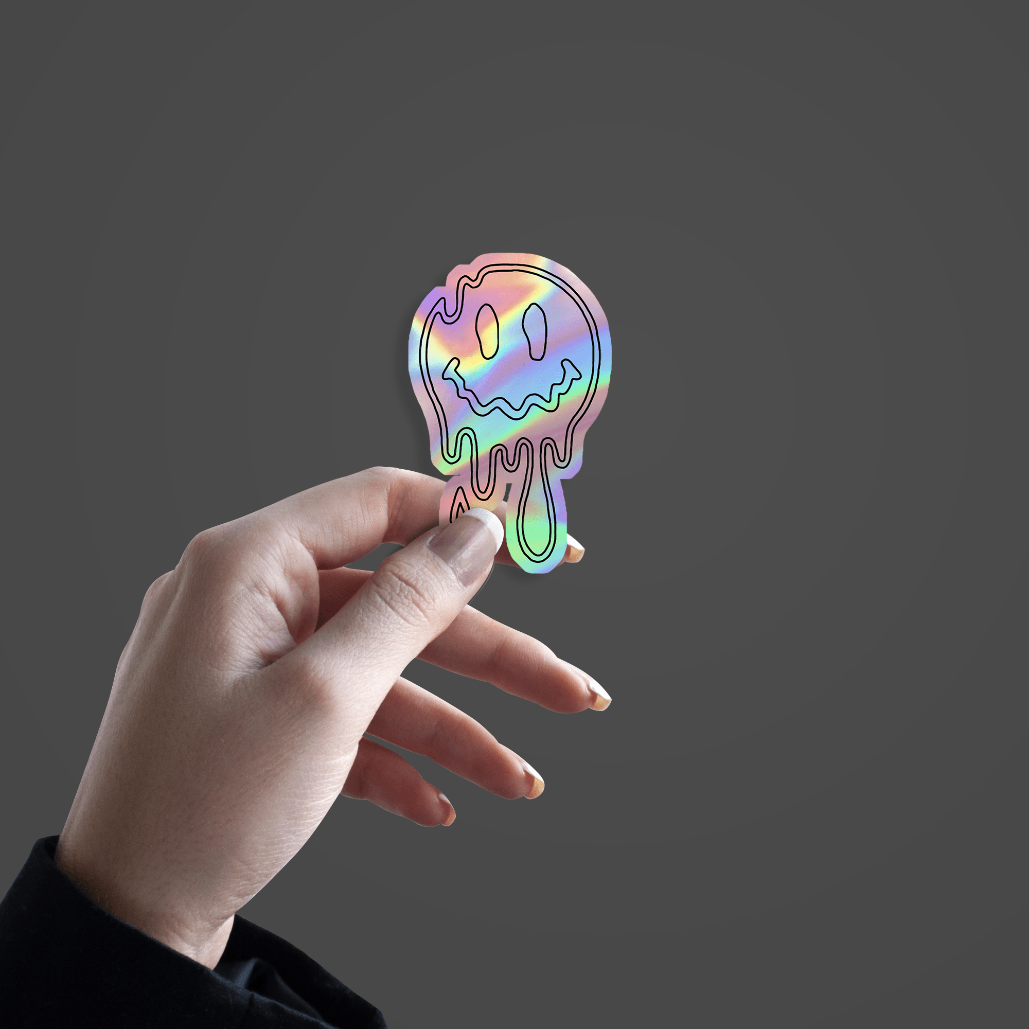 Melting Smiley Emoji Holographic Sticker