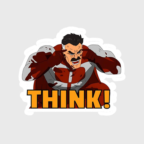 Omni man think mark sticker