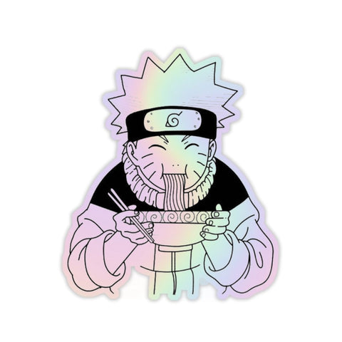 Naruto Eating Noodles Holographic Sticker