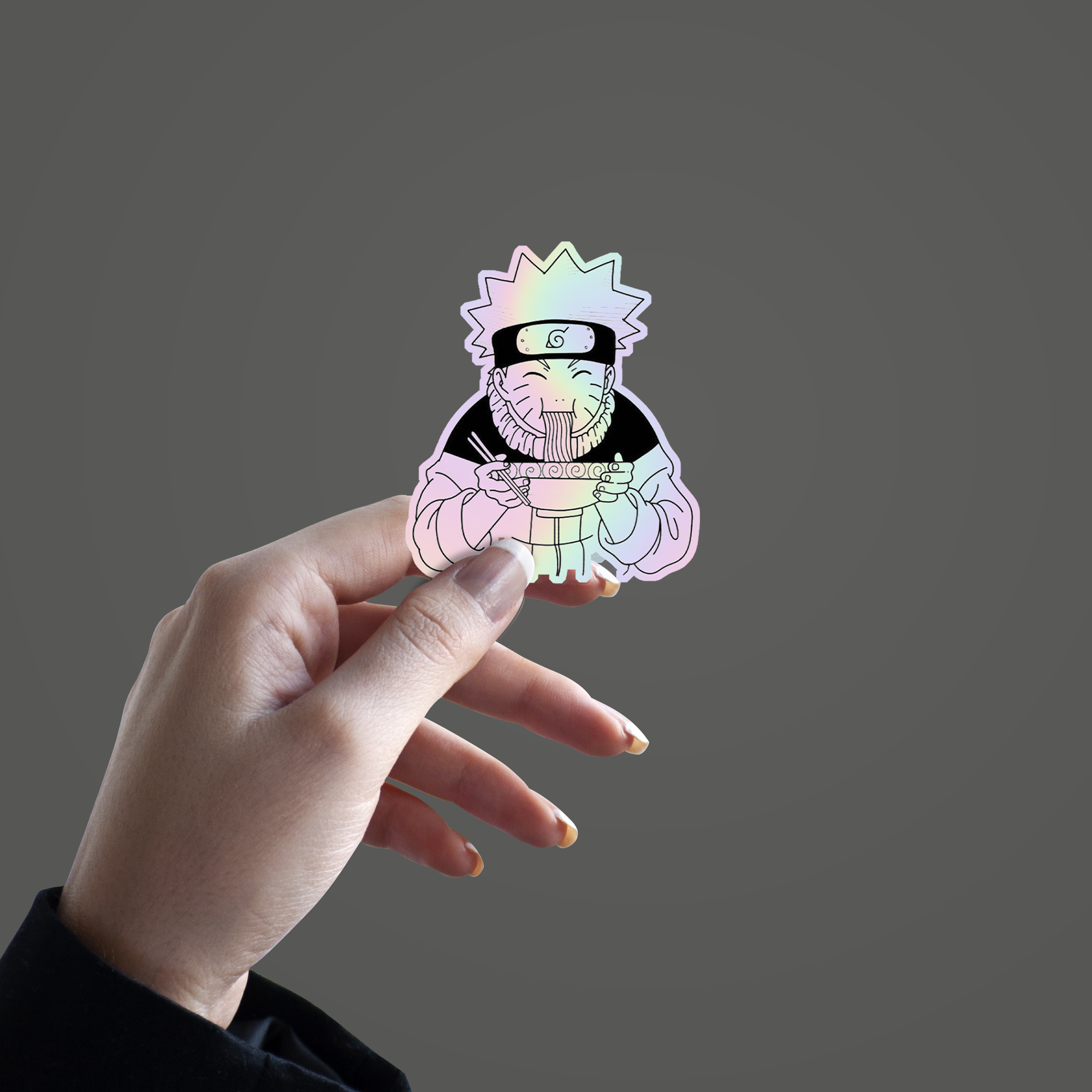 Naruto Eating Noodles Holographic Sticker