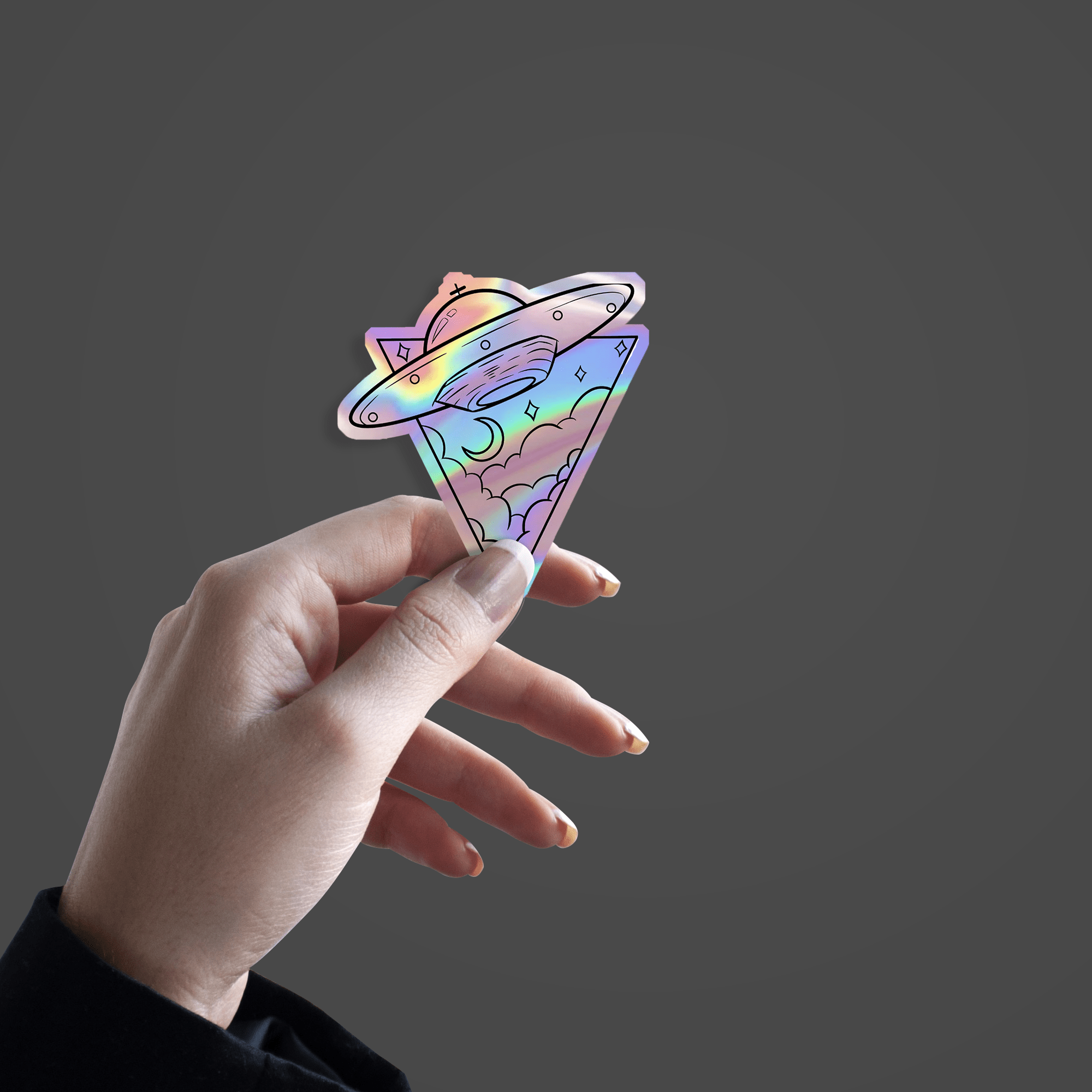 Alien Spaceship (UFO) Holographic Sticker