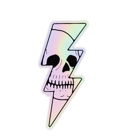 Skeleton in Lightning bolt  Holographic Sticker